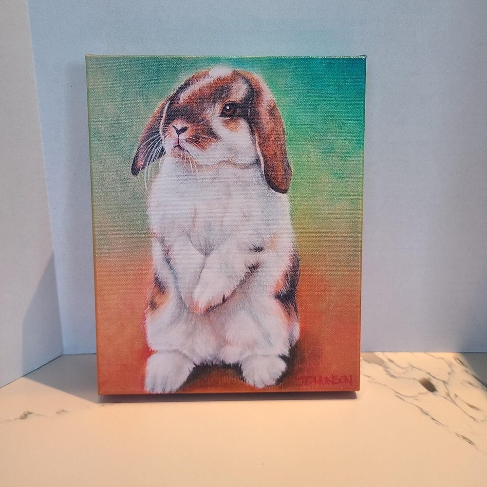 NEW Bunny Print Of Original Painting Pet Art‎ Gallery Wrap 8x10